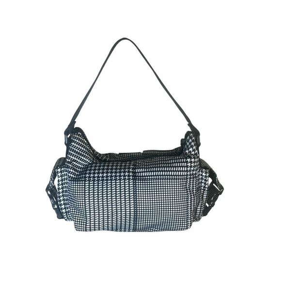 Lauren Ralph Lauren Black & White Houndstooth Print Canvas Solder Bag NWOT - Picture 5 of 9